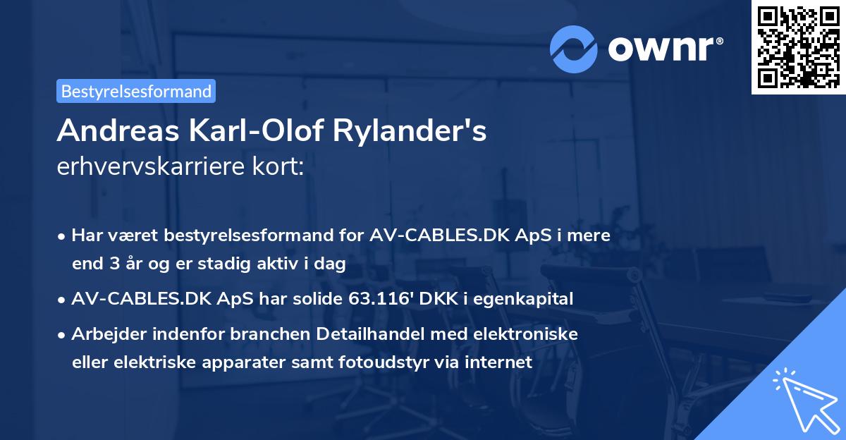 Andreas Karl-Olof Rylander's erhvervskarriere kort