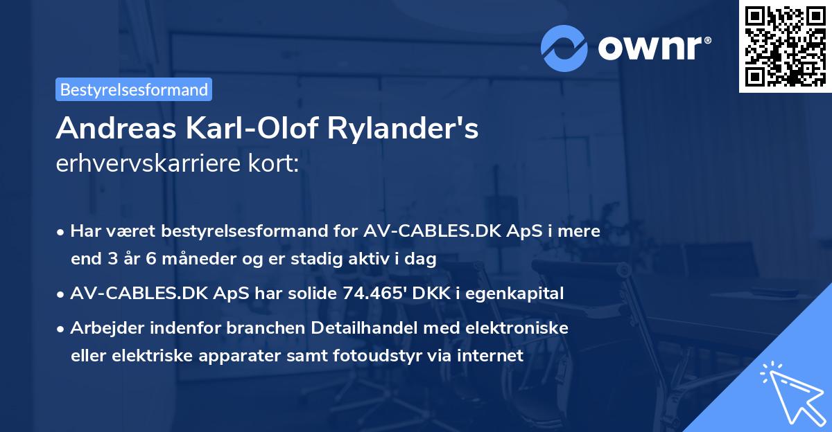 Andreas Karl-Olof Rylander's erhvervskarriere kort