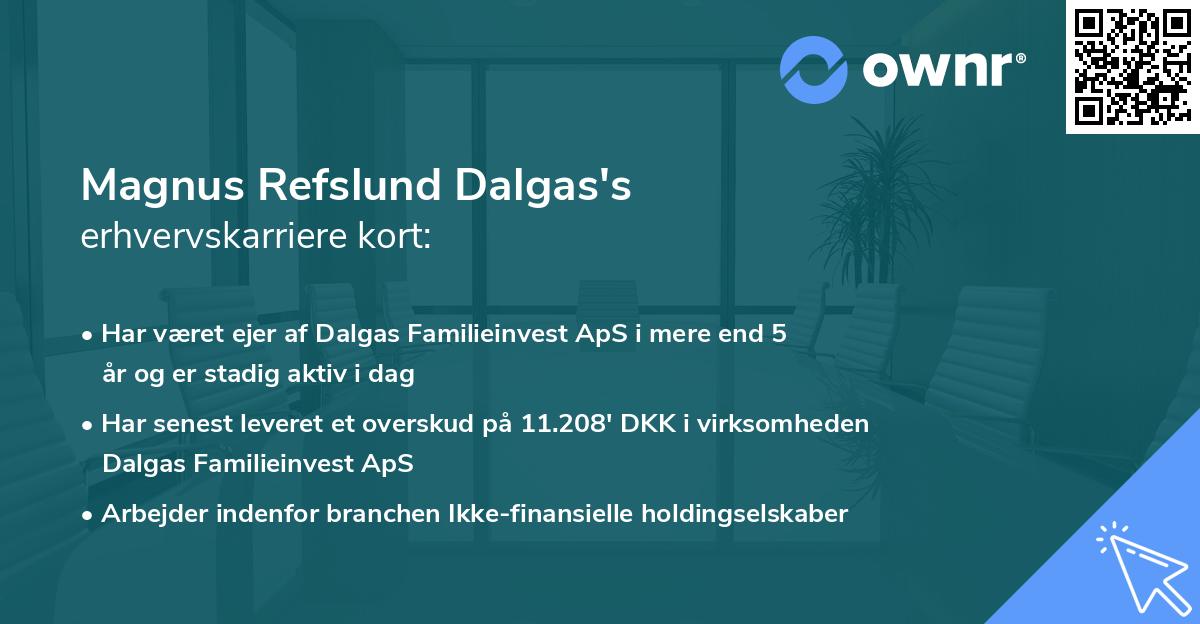 Magnus Refslund Dalgas's erhvervskarriere kort