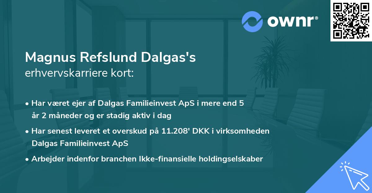 Magnus Refslund Dalgas's erhvervskarriere kort