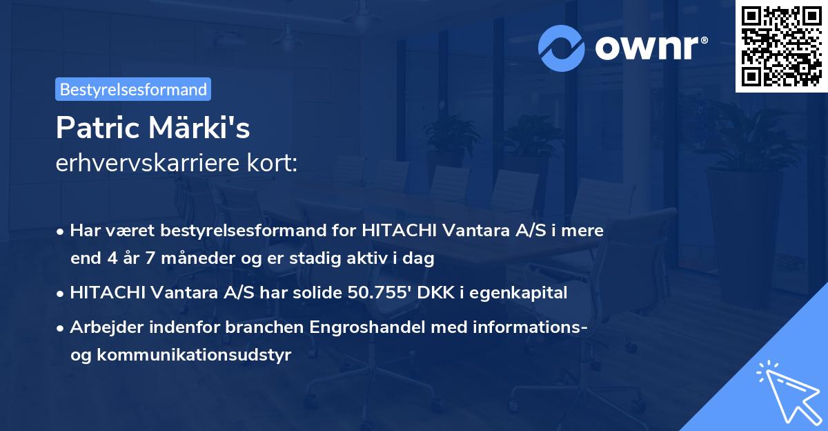 Patric Märki's erhvervskarriere kort