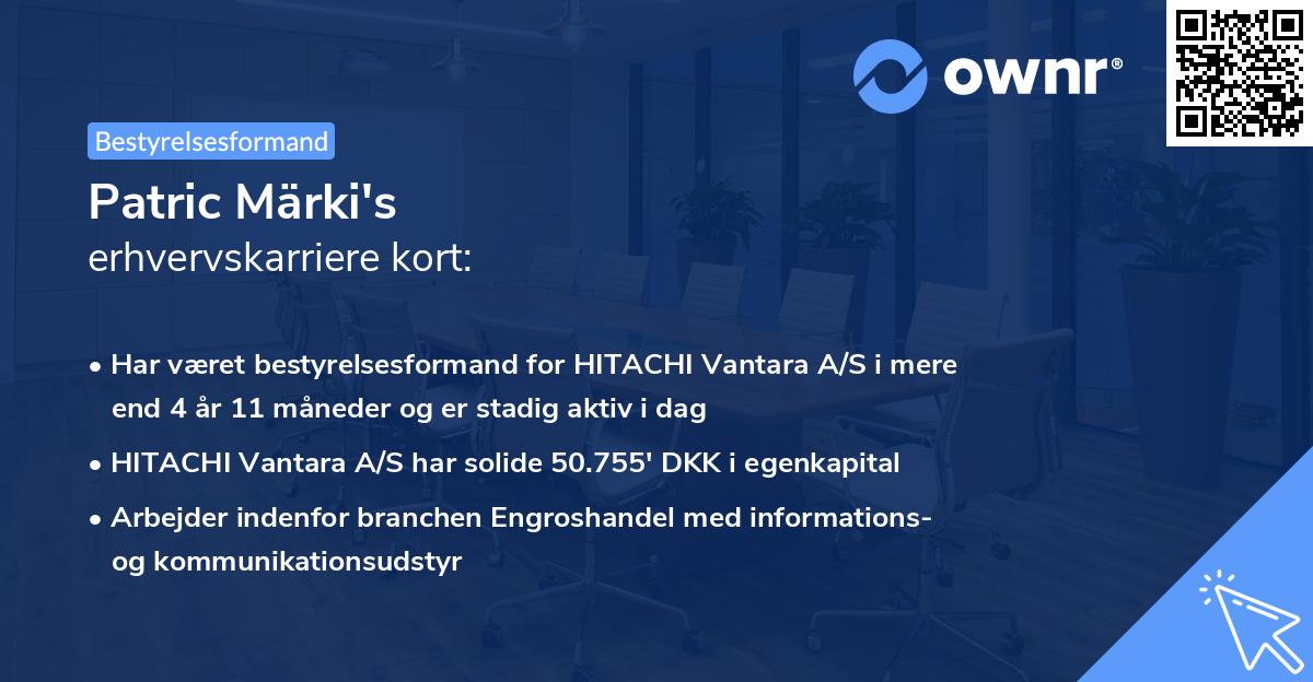 Patric Märki's erhvervskarriere kort