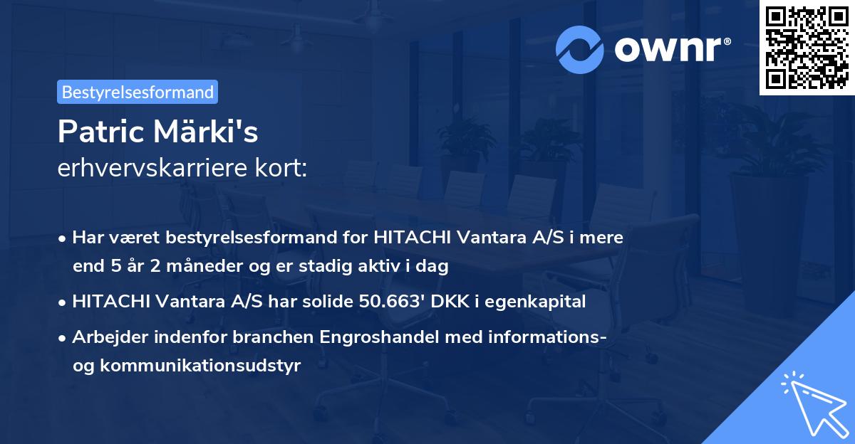 Patric Märki's erhvervskarriere kort