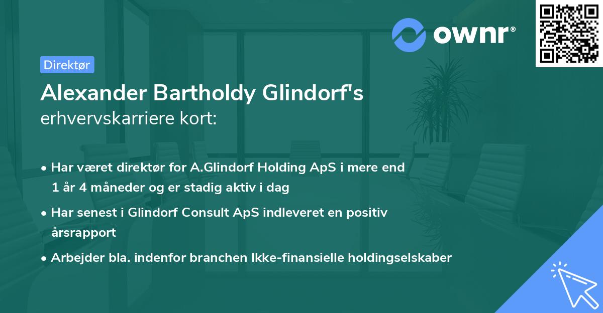 Alexander Bartholdy Glindorf's erhvervskarriere kort