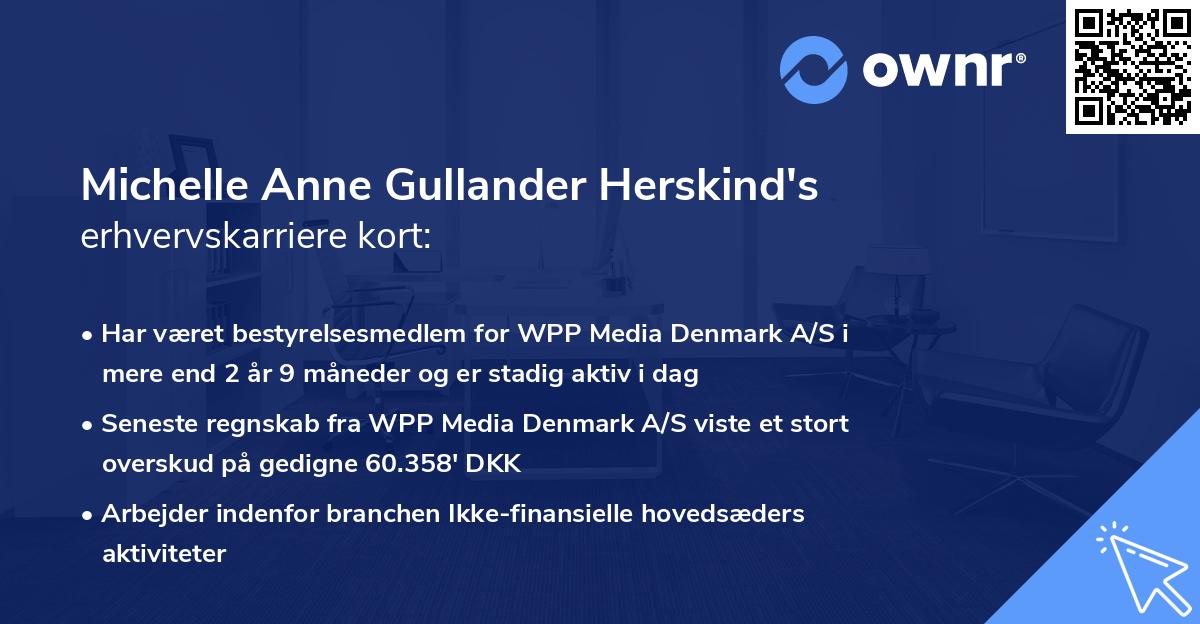 Michelle Anne Gullander Herskind's erhvervskarriere kort