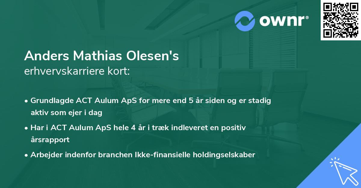 Anders Mathias Olesen's erhvervskarriere kort