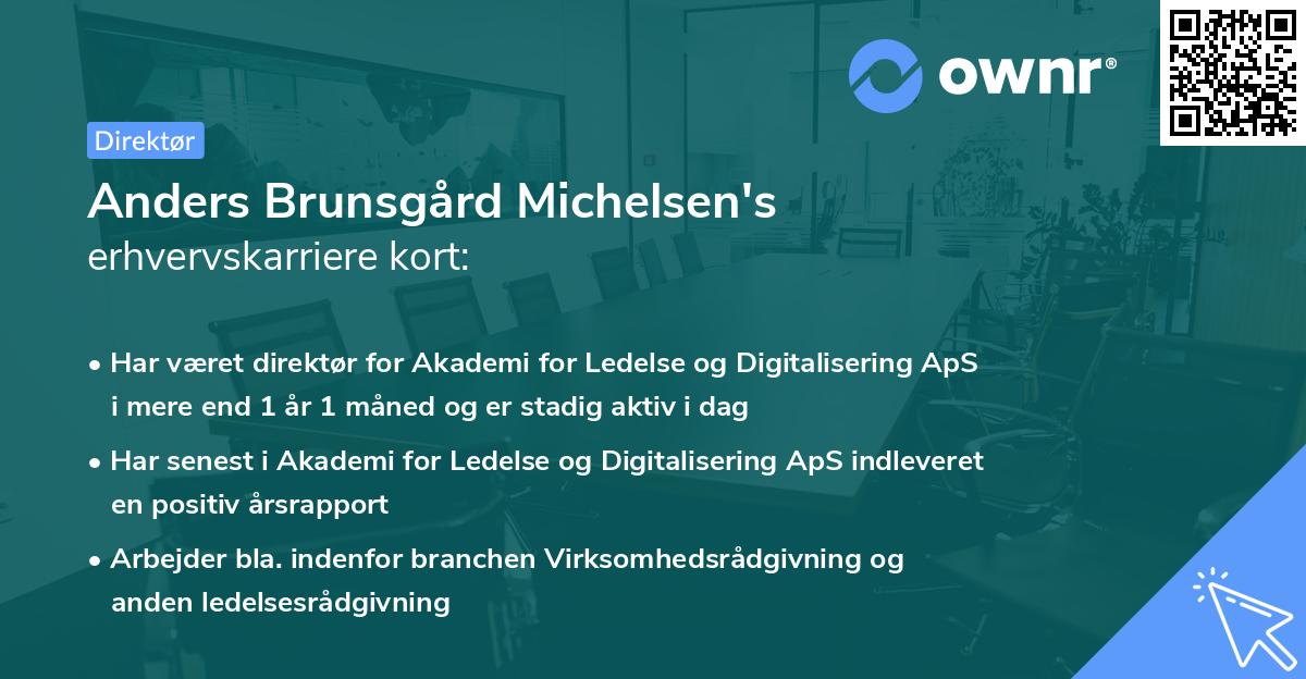Anders Brunsgård Michelsen's erhvervskarriere kort