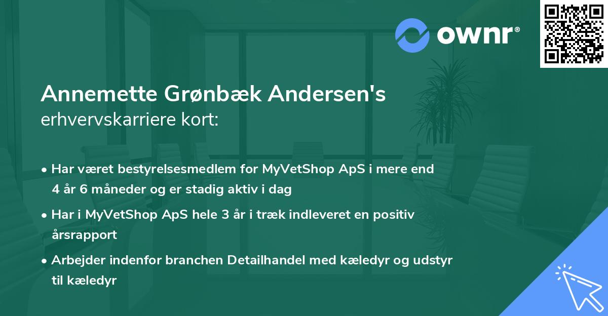 Annemette Grønbæk Andersen's erhvervskarriere kort