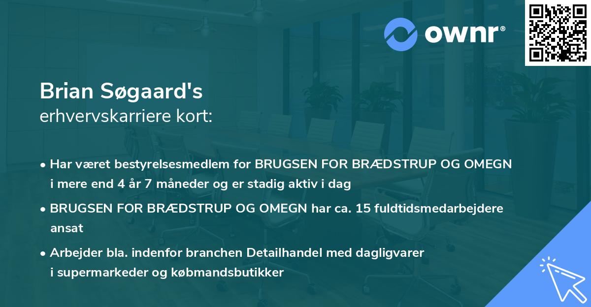 Brian Søgaard's erhvervskarriere kort