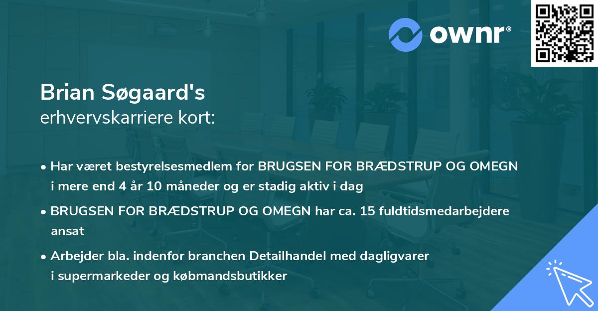 Brian Søgaard's erhvervskarriere kort