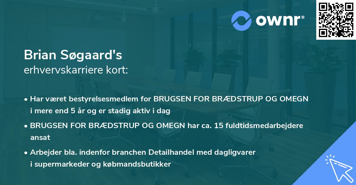 Brian Søgaard's erhvervskarriere kort