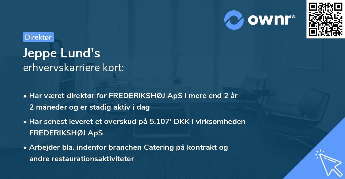 Jeppe Lund's erhvervskarriere kort