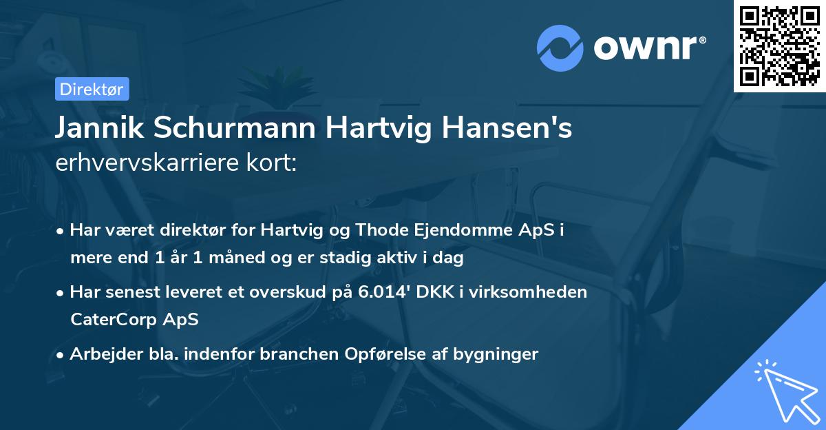 Jannik Schurmann Hartvig Hansen's erhvervskarriere kort
