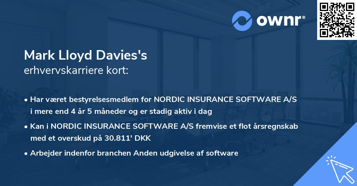 Mark Lloyd Davies's erhvervskarriere kort