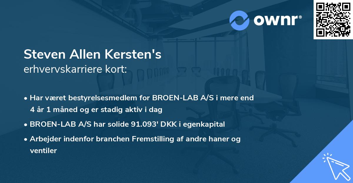 Steven Allen Kersten's erhvervskarriere kort