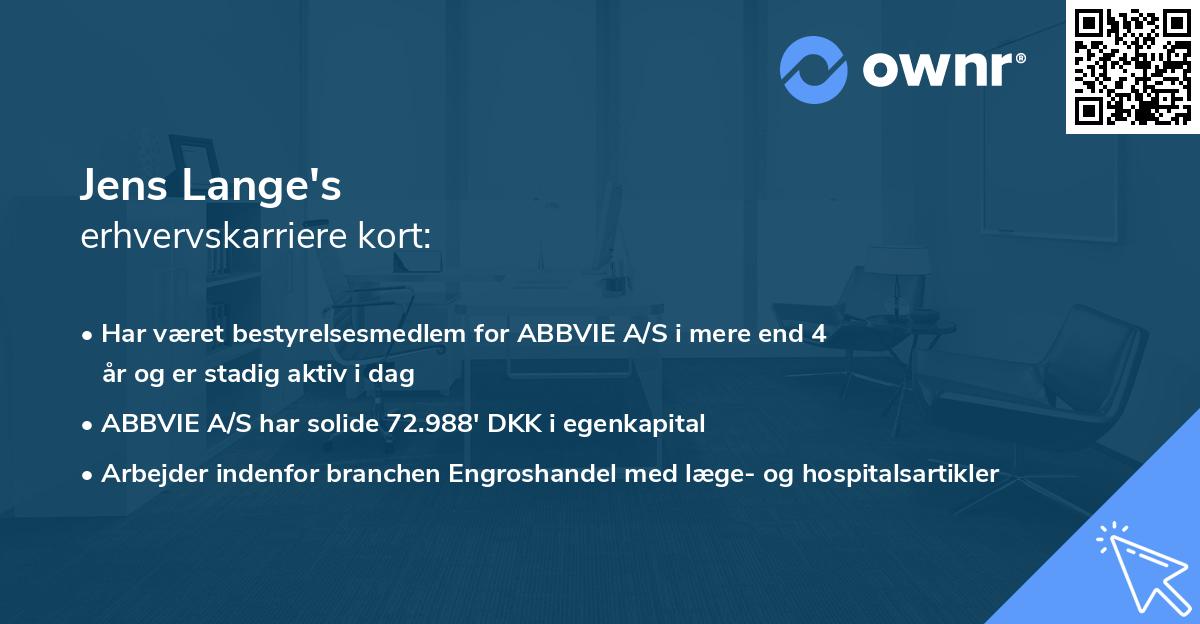 Jens Lange's erhvervskarriere kort