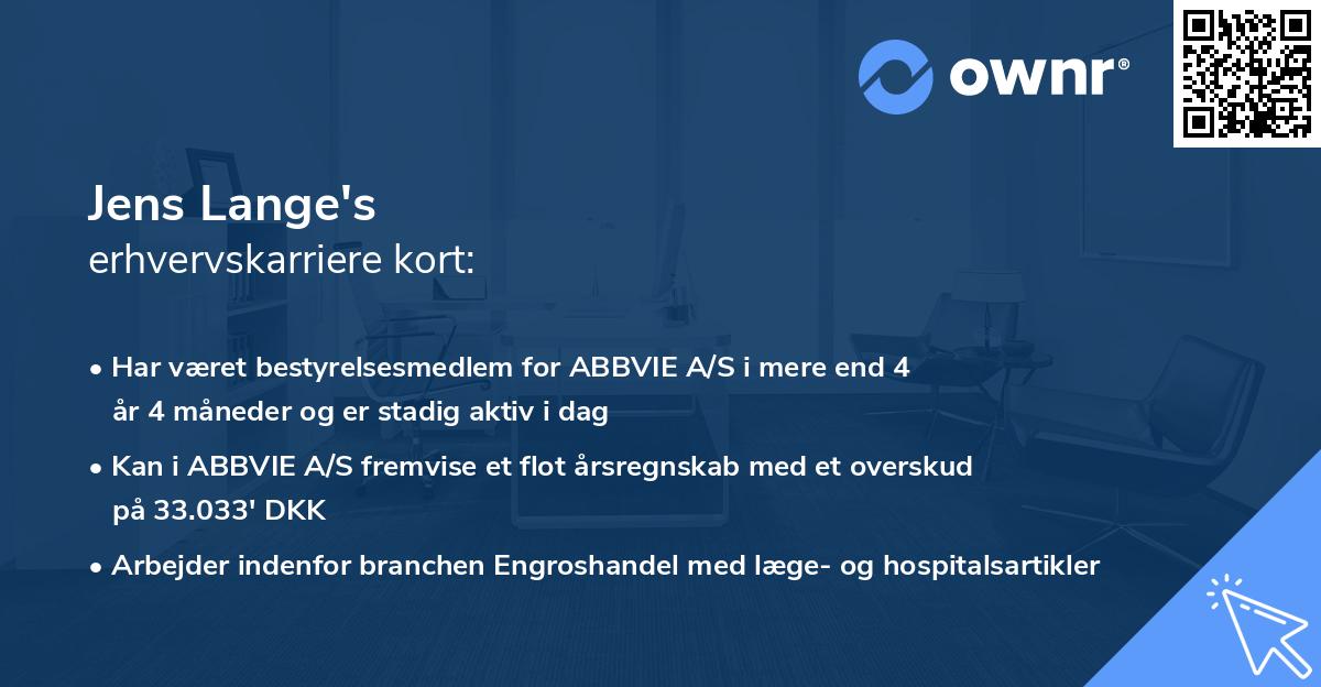 Jens Lange's erhvervskarriere kort