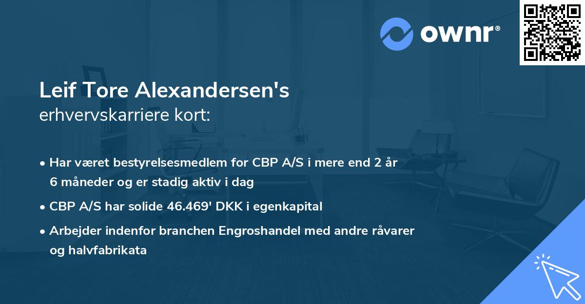 Leif Tore Alexandersen's erhvervskarriere kort