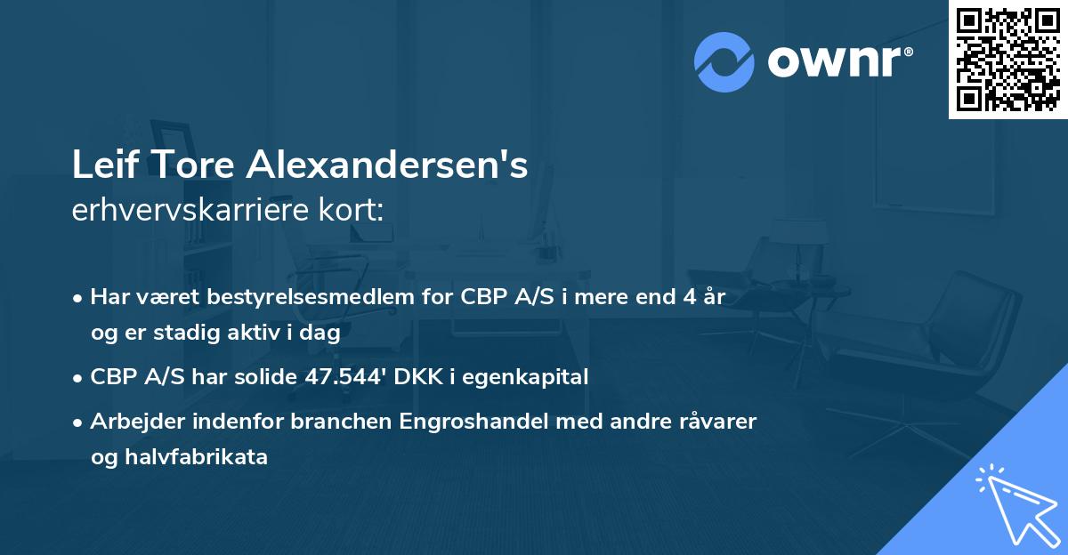 Leif Tore Alexandersen's erhvervskarriere kort