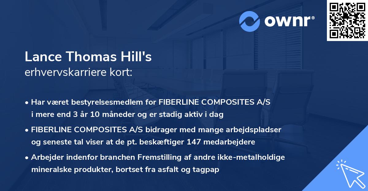 Lance Thomas Hill's erhvervskarriere kort