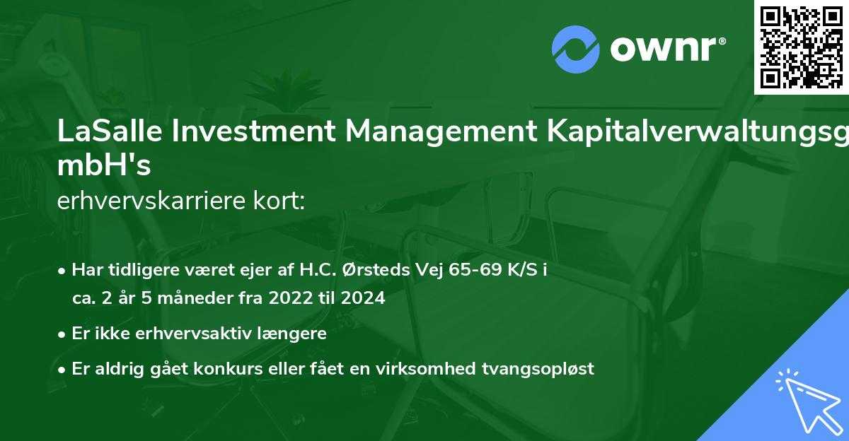 LaSalle Investment Management Kapitalverwaltungsgesellschaft mbH's erhvervskarriere kort