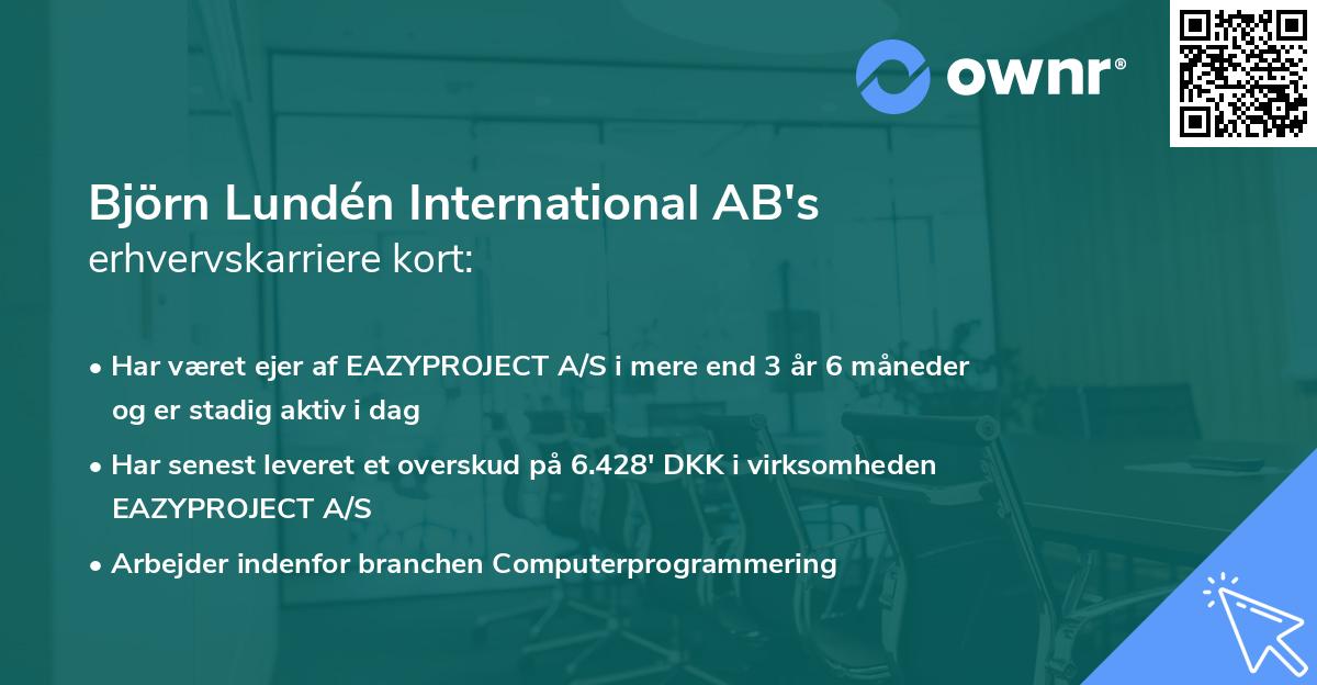 Björn Lundén International AB's erhvervskarriere kort
