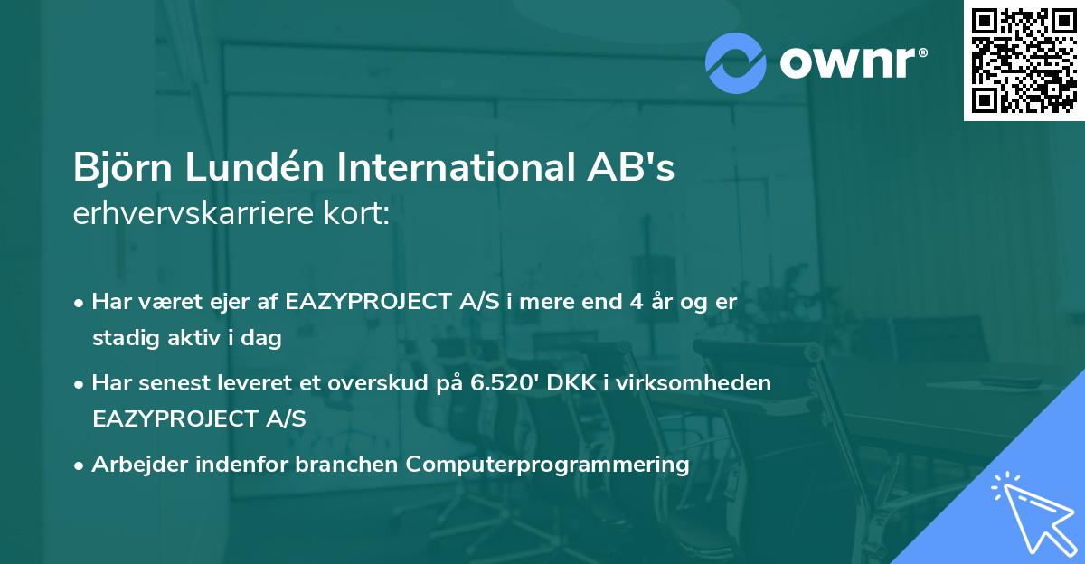 Björn Lundén International AB's erhvervskarriere kort
