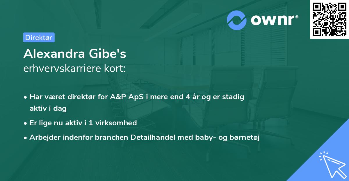 Alexandra Gibe's erhvervskarriere kort