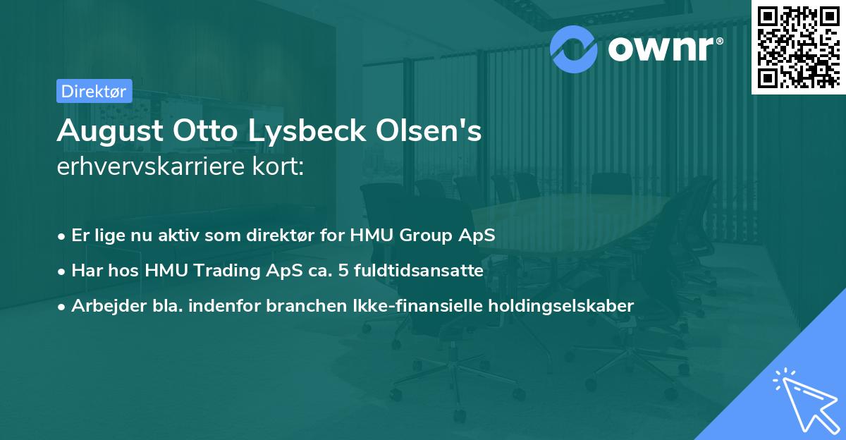 August Otto Lysbeck Olsen's erhvervskarriere kort