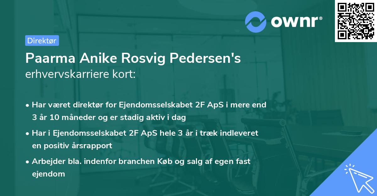 Paarma Anike Rosvig Pedersen's erhvervskarriere kort