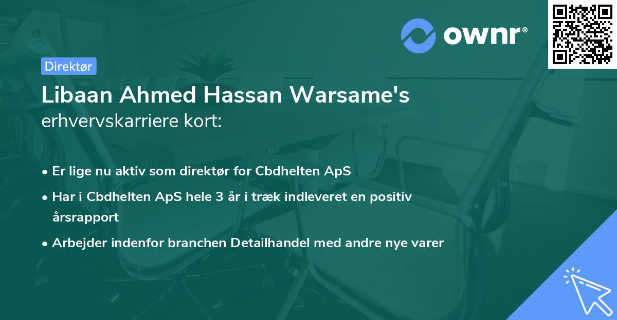 Libaan Ahmed Hassan Warsame's erhvervskarriere kort