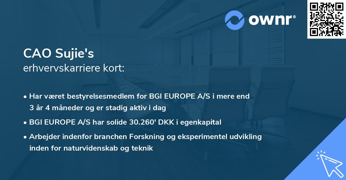 CAO Sujie's erhvervskarriere kort