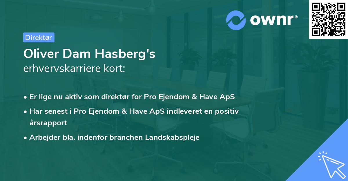 Oliver Dam Hasberg's erhvervskarriere kort