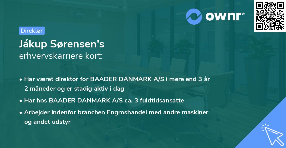 Jákup Sørensen's erhvervskarriere kort