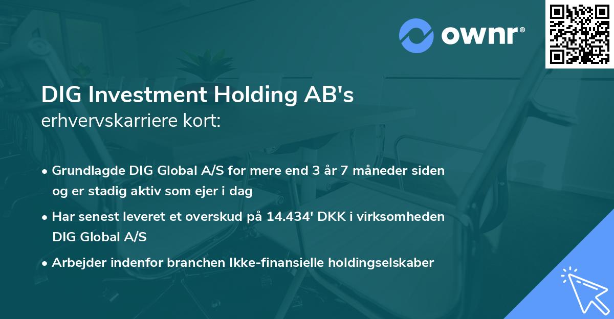 DIG Investment Holding AB's erhvervskarriere kort