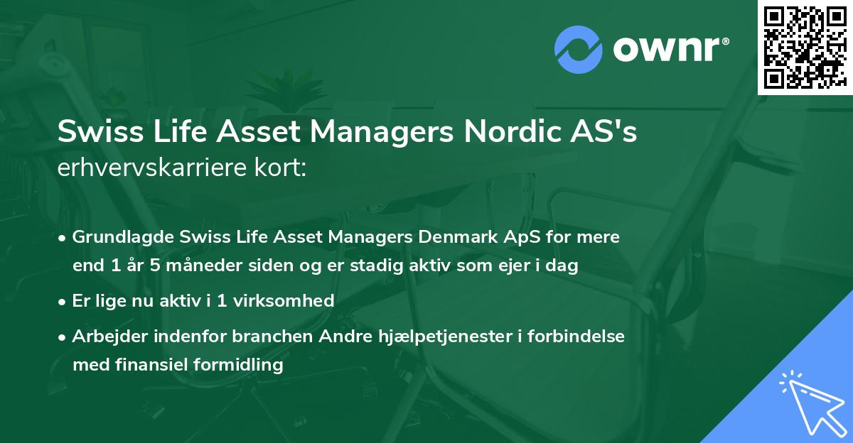 Swiss Life Asset Managers Nordic AS's erhvervskarriere kort