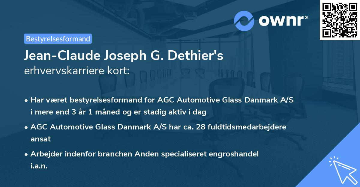 Jean-Claude Joseph G. Dethier's erhvervskarriere kort