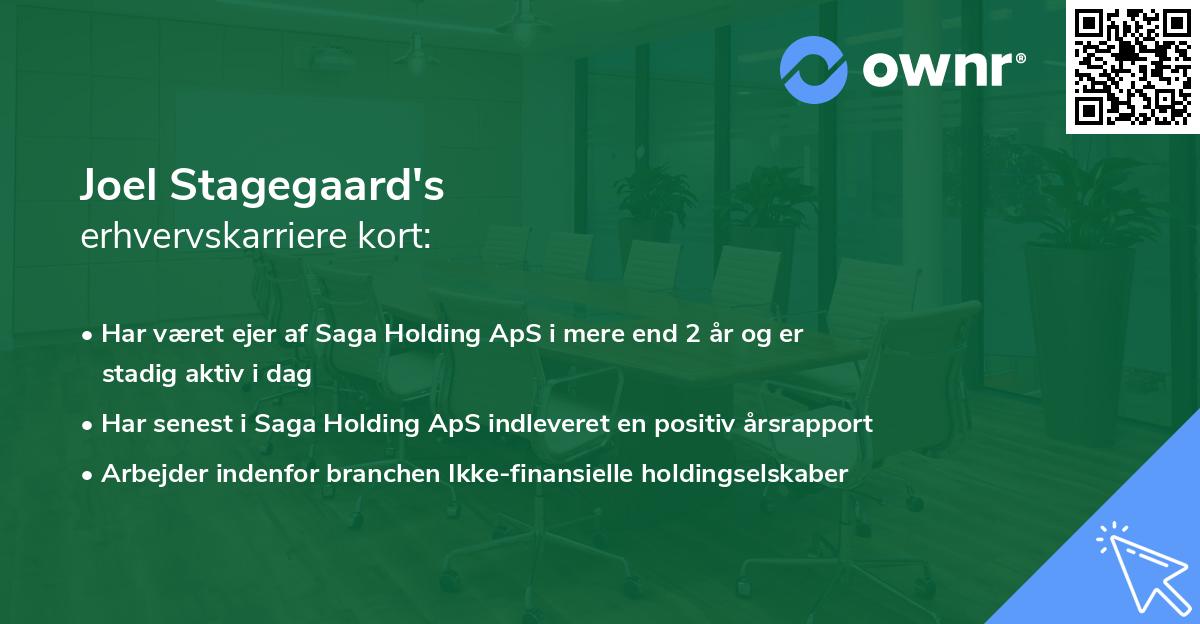 Joel Stagegaard's erhvervskarriere kort