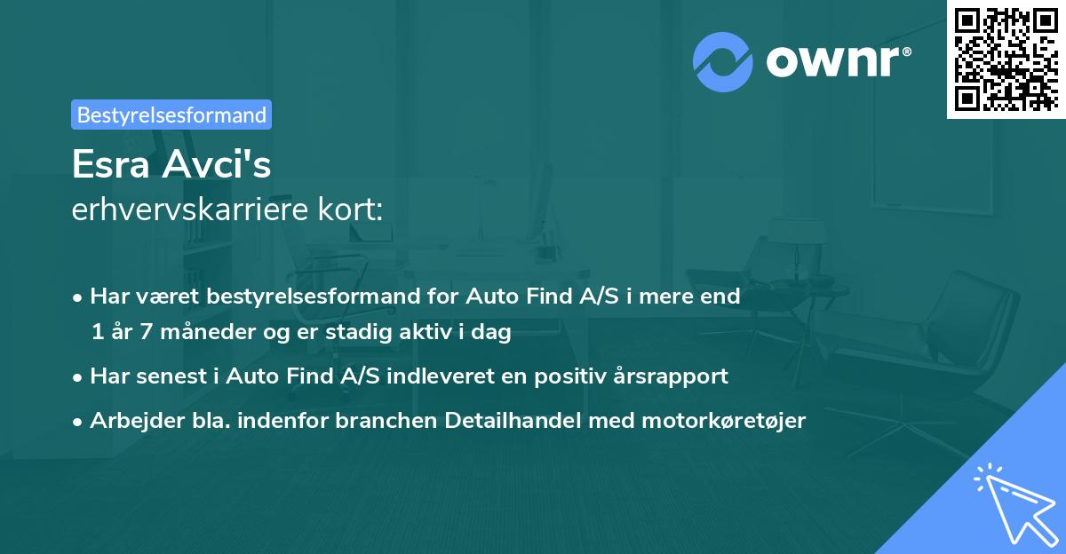 Esra Avci's erhvervskarriere kort