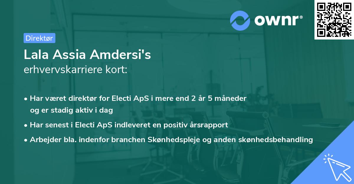 Lala Assia Amdersi's erhvervskarriere kort