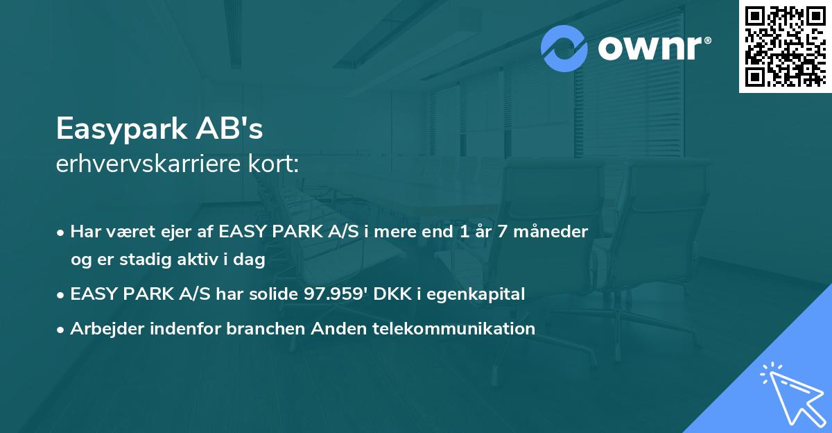 Easypark AB's erhvervskarriere kort