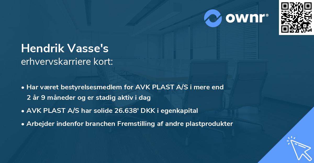 Hendrik Vasse's erhvervskarriere kort