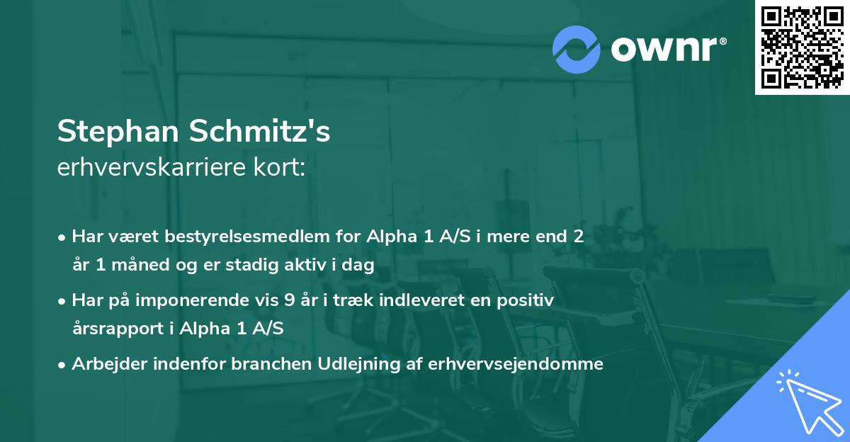 Stephan Schmitz's erhvervskarriere kort