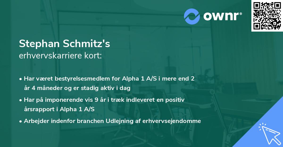 Stephan Schmitz's erhvervskarriere kort