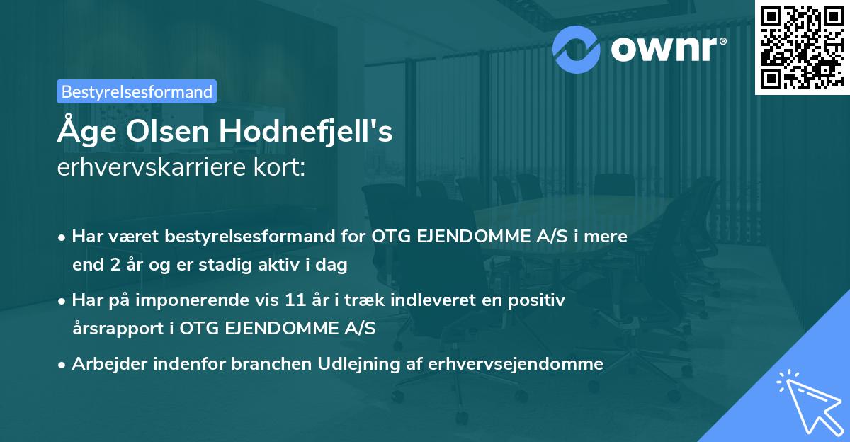 Åge Olsen Hodnefjell's erhvervskarriere kort