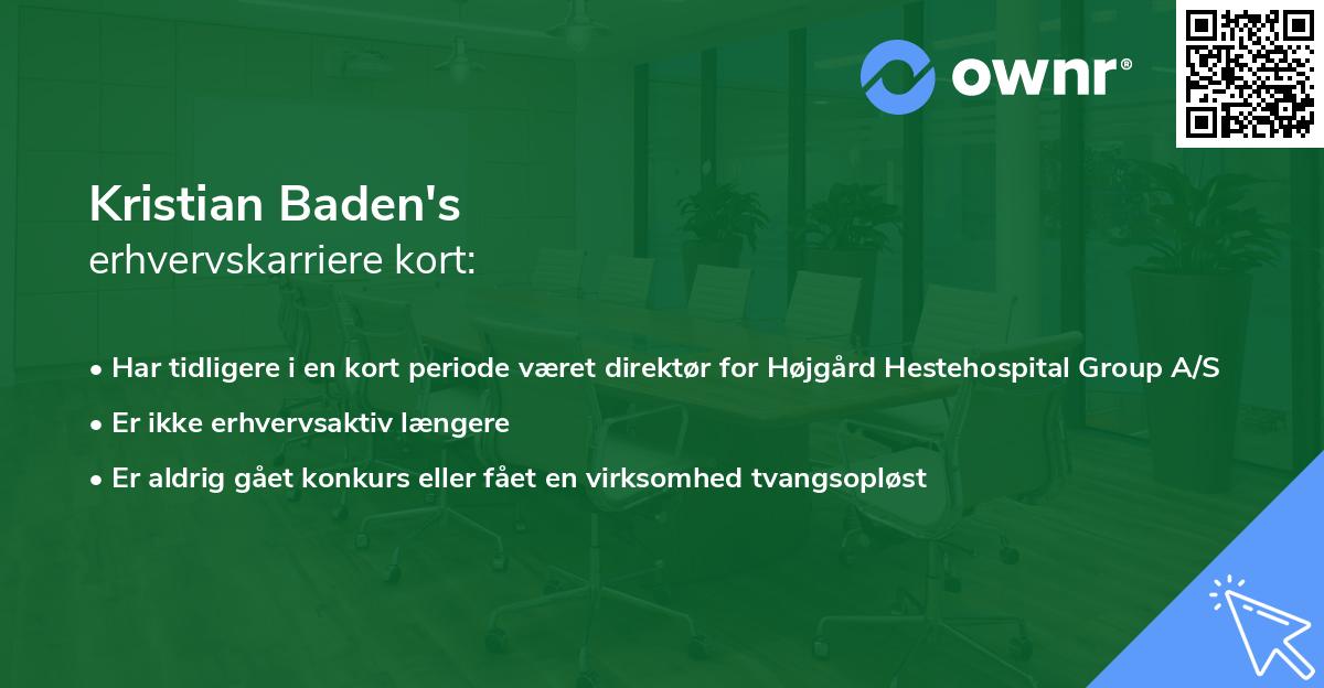Kristian Baden's erhvervskarriere kort