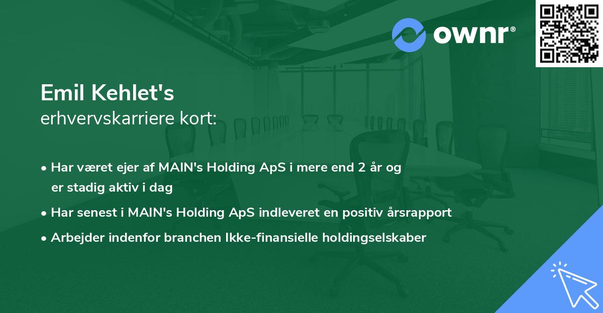Emil Kehlet's erhvervskarriere kort
