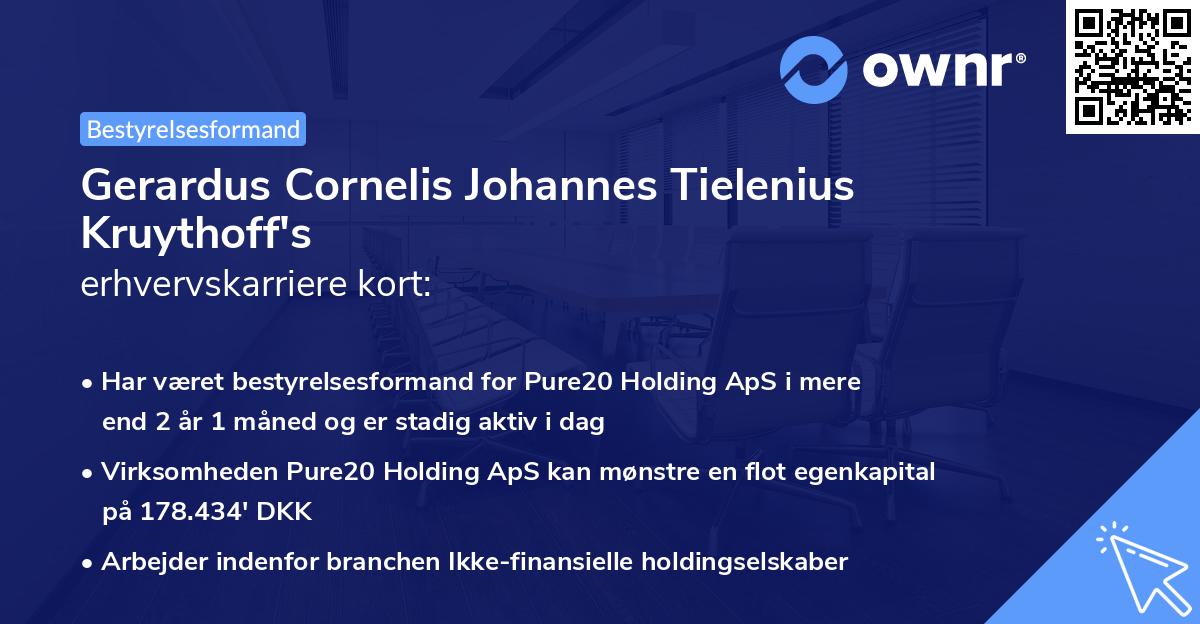 Gerardus Cornelis Johannes Tielenius Kruythoff's erhvervskarriere kort