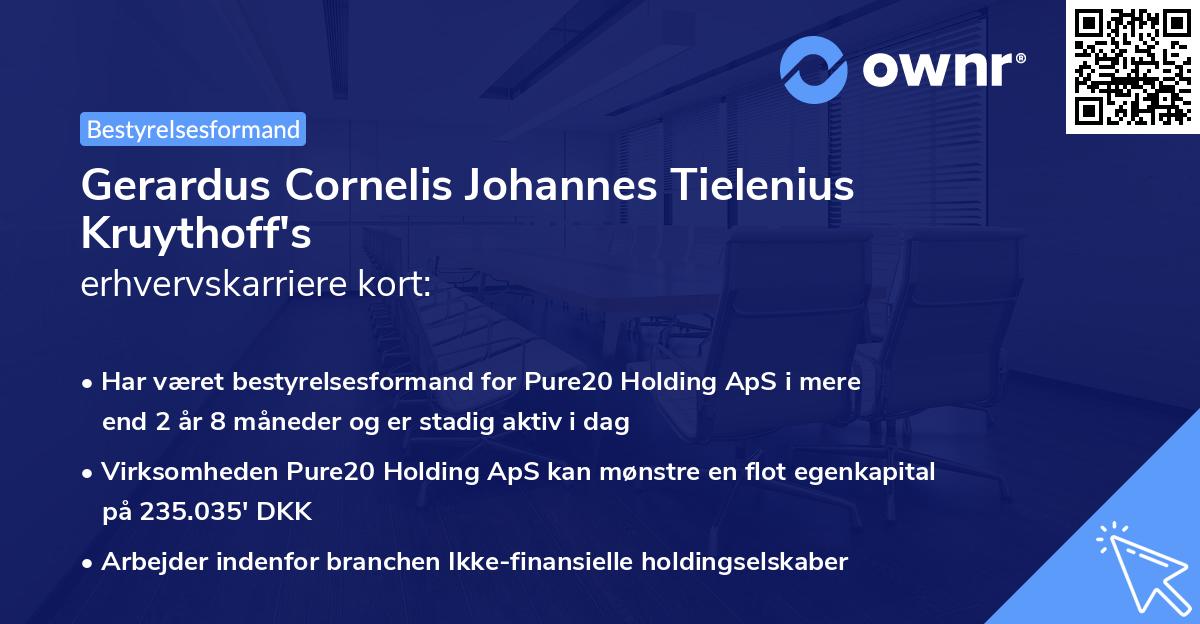 Gerardus Cornelis Johannes Tielenius Kruythoff's erhvervskarriere kort