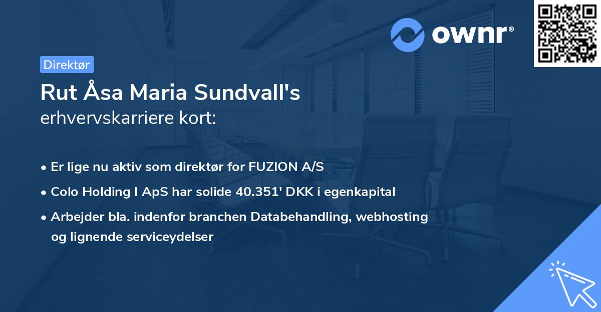 Rut Åsa Maria Sundvall's erhvervskarriere kort